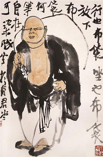 李可染 布袋和尚图 纸本设色.jpg