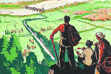 引来黄河水 陕北变江南（水粉画） 任之玉.jpg