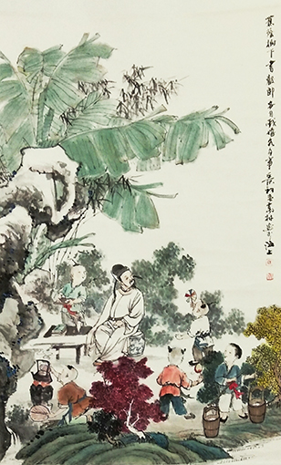 高健林作品《蕉荫树下书声郎》规格：70cmx45cm.jpg