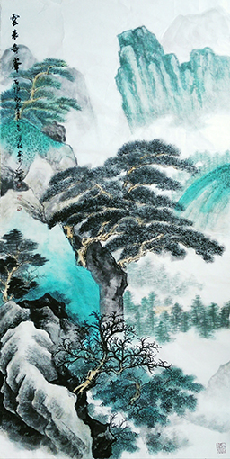 高健林作品《云表奇峰》规格：138cmx68cm.jpg