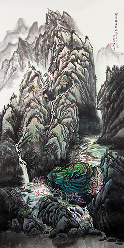 赵磊作品 《碧翠梯田群山恋》规格：137cmx68cm.JPG
