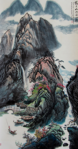 赵磊作品 《狼牙山幽谷水镇》规格：180cmx97cm.jpg