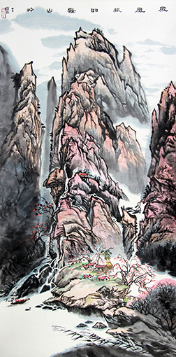 赵磊作品 《凤凰振羽舞山岭》规格：137cmx68cm.JPG