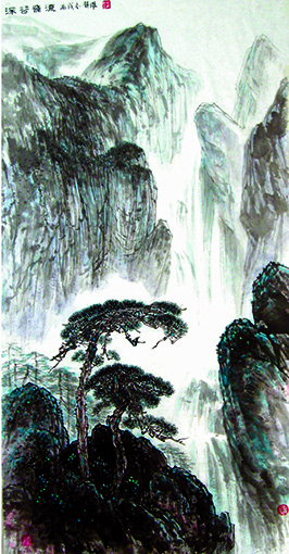 梁镇雄作品 《深谷飞流》.jpg