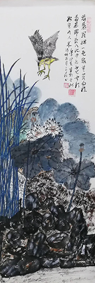 作品16作者李彩云 荷叶罗裙一色裁，芙蓉向脸两边开。乱入池中看不见，闻歌如觉有人来。李彩云拟才现书.jpg