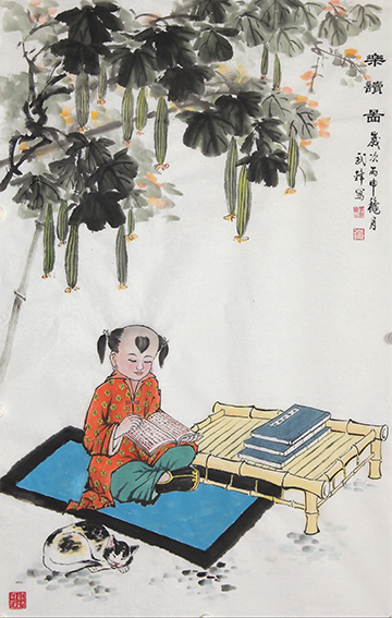 武锋作品《乐读图》规格：120cmx68cm.jpg