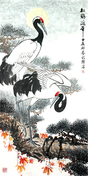 武锋作品《松鹤延年》规格：136cmx68cm.jpg