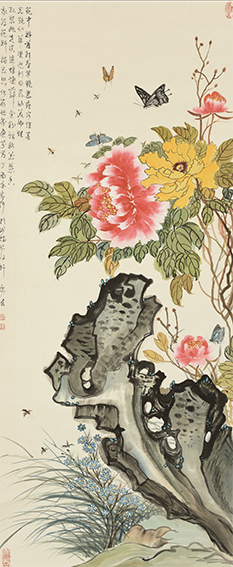 康健作品3《牡丹富贵图》139cmX70cm 2017年.png