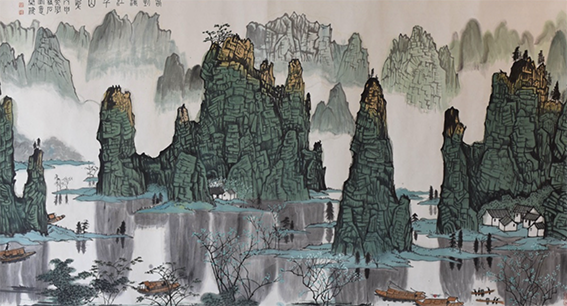 康健作品10《春到漓江千山翠》180cmX95cm 2017年.png