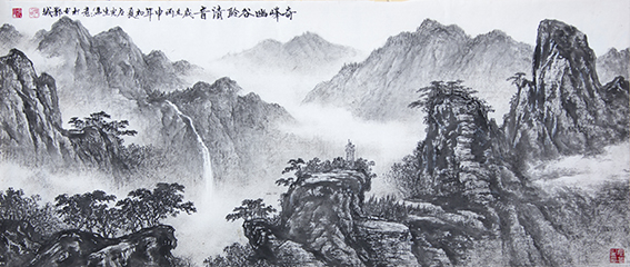 左光生写生作品《奇峰幽谷聆清音》规格：136㎝x63㎝.jpg