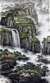 左光生作品《太行巅峰迎春暖》规格：180㎝x97㎝.jpg