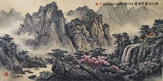 左光生作品《峡江深处听泉声》规格：180㎝x97㎝.jpg