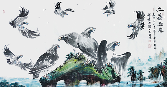 杨玉旺作品《九鹰雄风》.jpg
