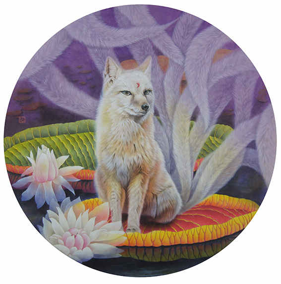 姚霁月作品6 工笔画《听蝉》60cmX60cm 2019年.jpg
