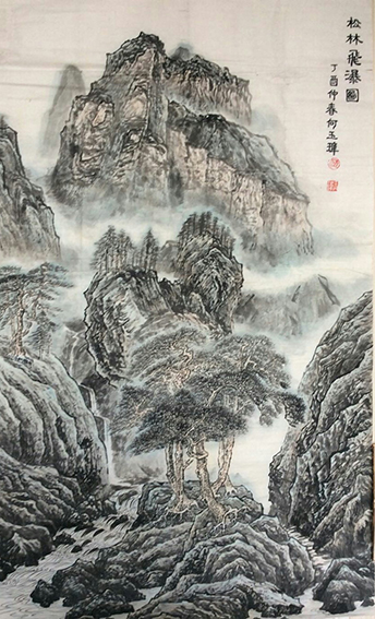 何石平作品4《松林飞瀑图》.jpg