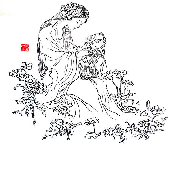 张彦中作品7《白描仕女图》.png