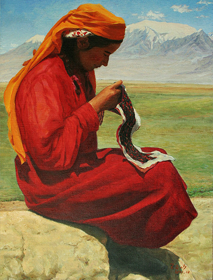 王玉山作品3《高原红色》80X60cm 亚麻布 油彩 2002年.JPG