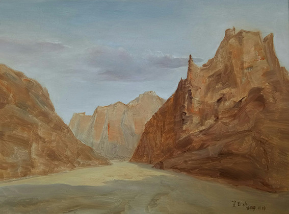王玉山作品10《温宿峡谷》80X60cm 油彩 2019年.jpg