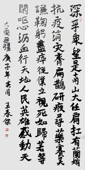 王春杰作品5 自作诗《抗击疫情》行书 尺寸：137×69cm.png