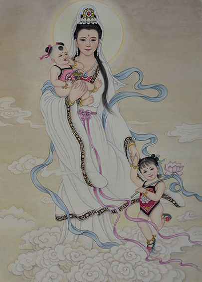 肖耀彩作品2《观音送子》108X78cm    2017 年.JPG