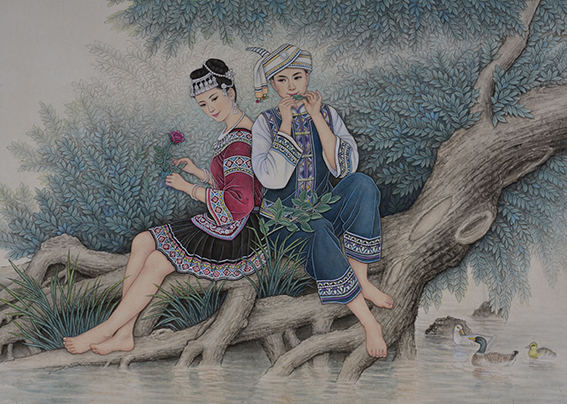 肖耀彩作品8《侗家恋歌》105X75cm  2015年.JPG