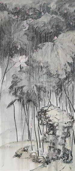 张鸿然作品2《新 荷》系列02 亚麻80x180cm 2016.jpg
