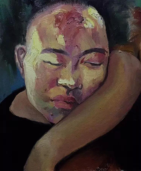 张鸿然作品7 油画肖像写生系列《都市青年》亚麻油画  50x60cm 2017年.jpg