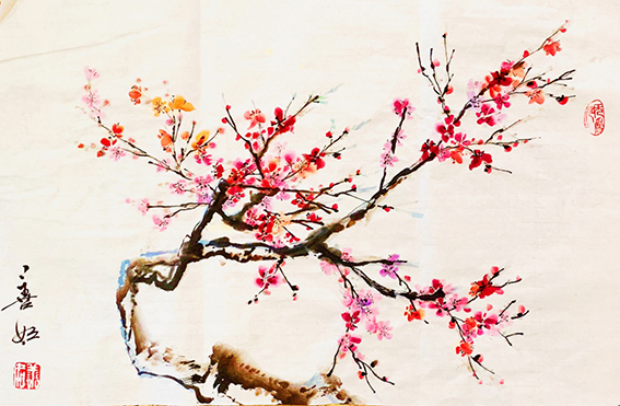 王晓燕水墨画作品《梅》规格：100cmX55cm 创作于2019年1月.jpg
