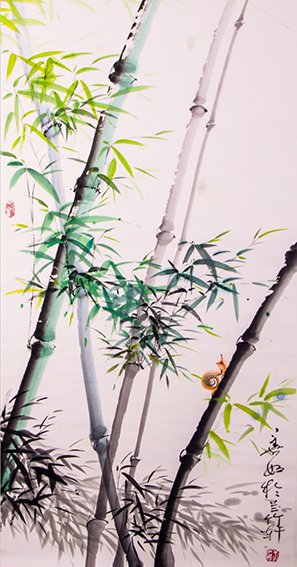 王晓燕水墨画作品《夏竹》规格：129cmX69cm 创作于2018年3月.jpg