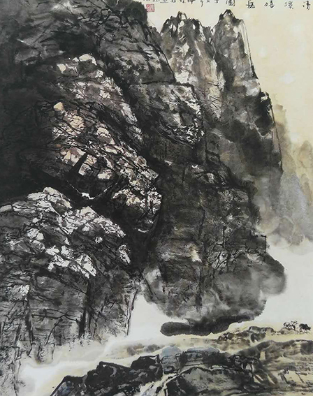 吕程远作品8《清溪嬉岳图》80cmX68cm 2007年.jpg