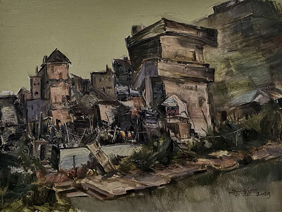 智超作品8《圩边民宅》60X80cm 油画 2019年 在江门台山五十圩写生记.jpg