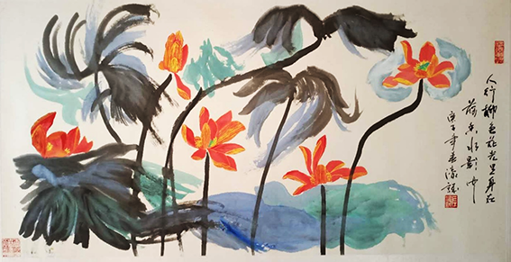 左濠诚作品8《人行柳色花光里 身在荷香水影中》.png