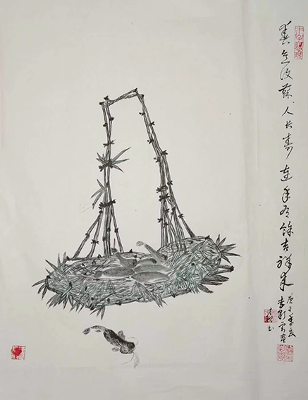 颜才现题签作品5《春意复苏人长寿，连年有余吉祥来》李彩云画.png