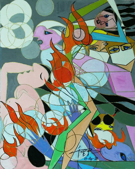 冯千野作品9《疫火狼烟》59X48cm  2020年.jpg