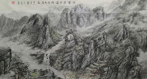 肖天宝作品《拨云寻古道，倚石听流泉》.jpg