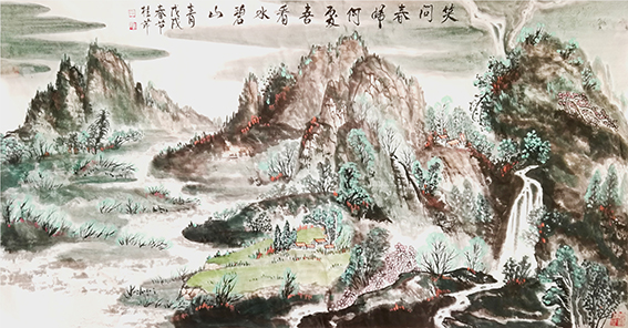 白桂芹作品《笑问春归何处 喜看水碧山青》.jpg