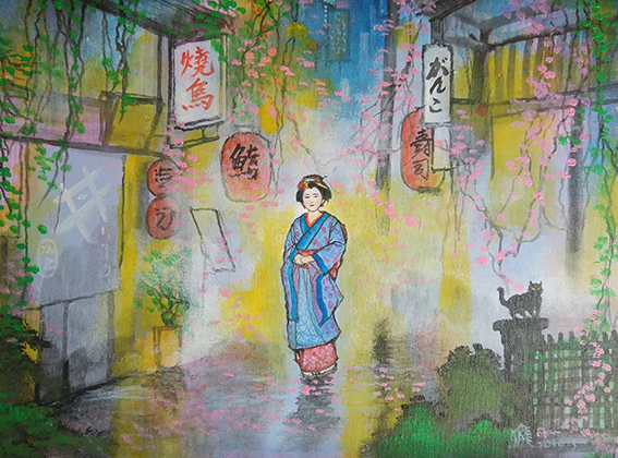庞淳作品18《日本老街夜景之一》尺寸50×40cm.png