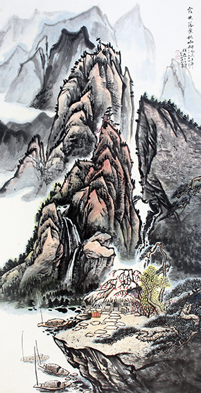 赵磊作品 《霞映落叶秋山响》规格：138cmx68cm.JPG