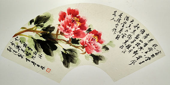 尤育皋作品《牡丹扇面》.jpg