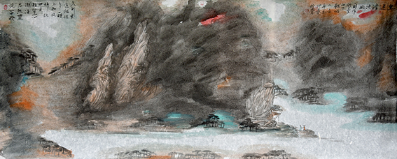 王玉喜作品《重逄清凉山》规格：240cmX70cm.jpg
