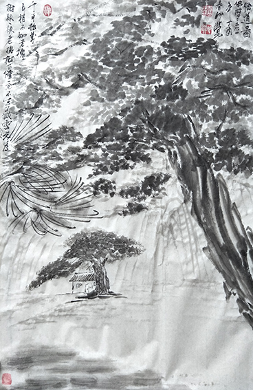 王玉喜作品水墨《悟道图》规格：168cmⅩ68cm.jpg