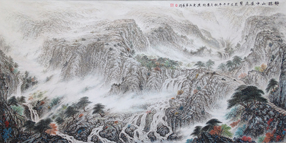 黄展时作品 《静听山中溪流声》规格：133cmx67cm.JPG