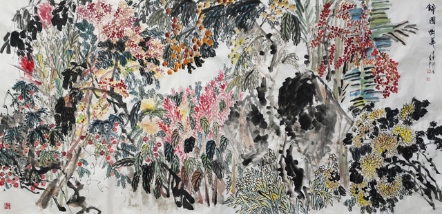 道金平作品《锦园幽华》规格：120cmx240cm,2022年.jpg