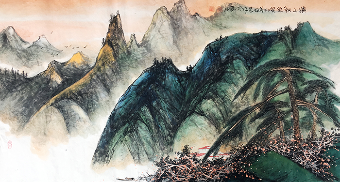 赖由亮作品9《溪山秋色》180cmx97cm.jpg