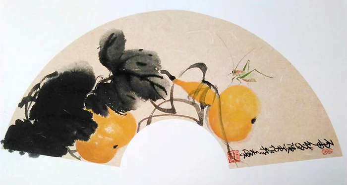 陈策作品7《福寿》  丙申  规格：69×35cm.jpg