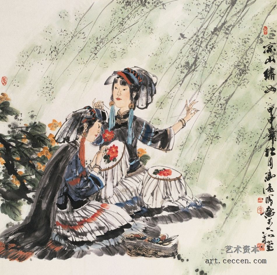 2004年作《凉山绣女》
