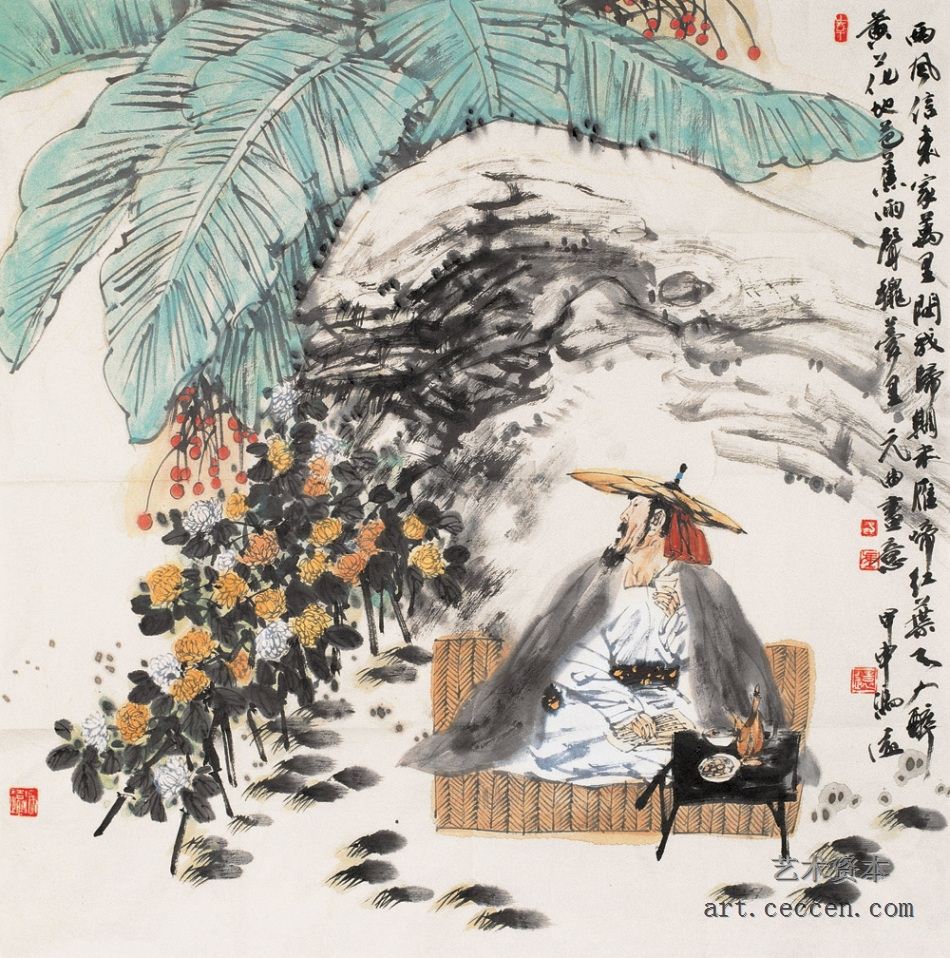2004年作《芭蕉听雨》