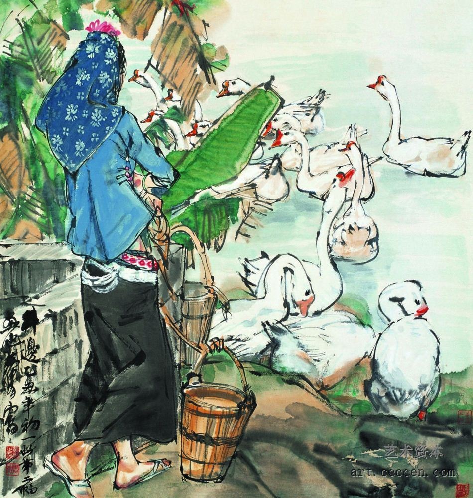 井边牧鹅