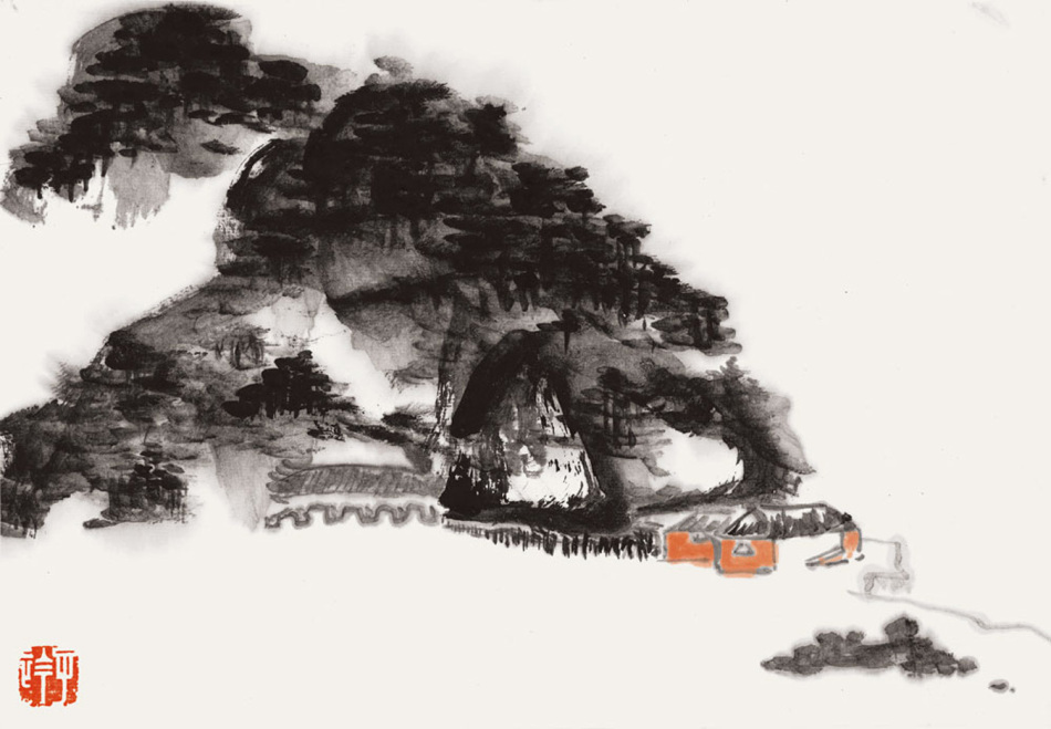 依山筑阁图