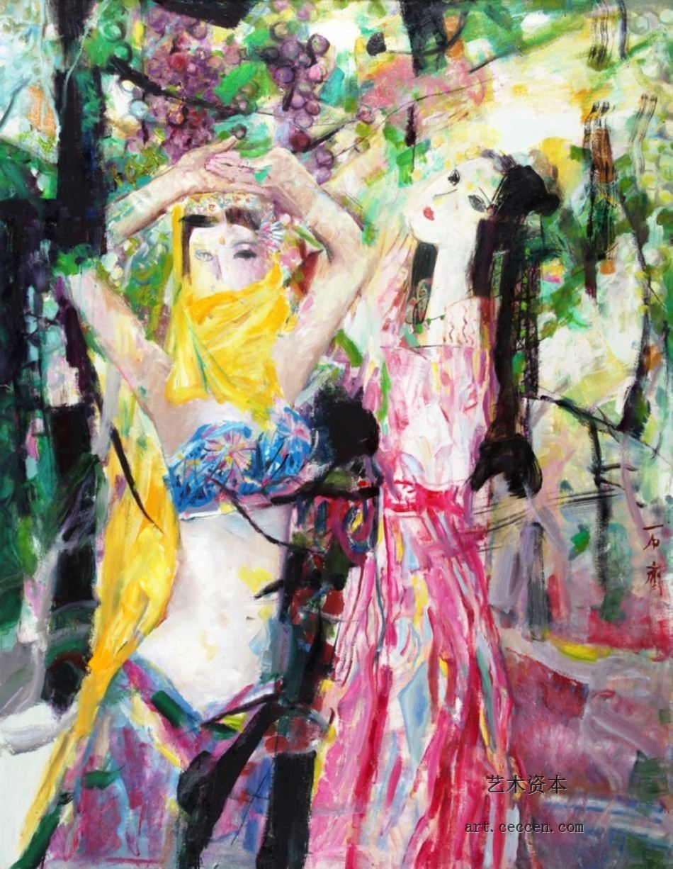 吐鲁番葡萄树下2001年作114X146cm
